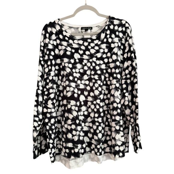 Cable & Gauge 2X White Black Rayon Lightweight LS Sweater Back Button All Season - Picture 2 of 7